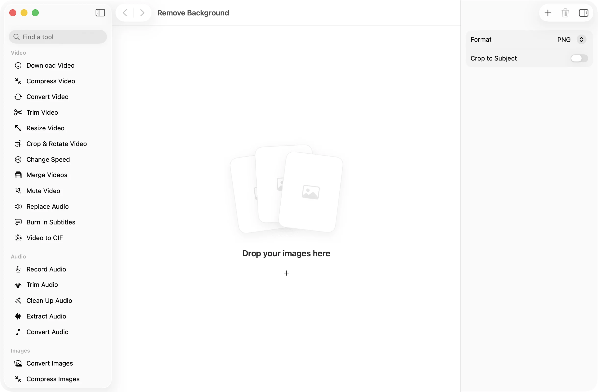 Remove Background open in OneMacApp, with its settings in the inspector.